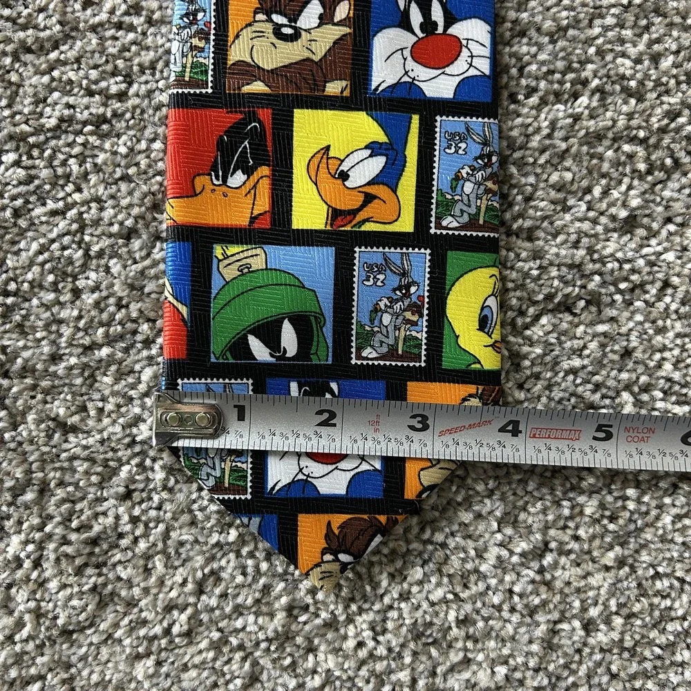 Vintage Looney Tunes Stamp Collection Tie Lot Mens One Size Multicolor Cartoon